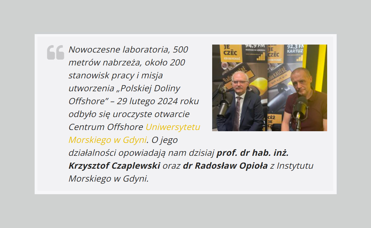 Władze Instytutu Morskiego UMG gośćmi studia Radia Kaszebe